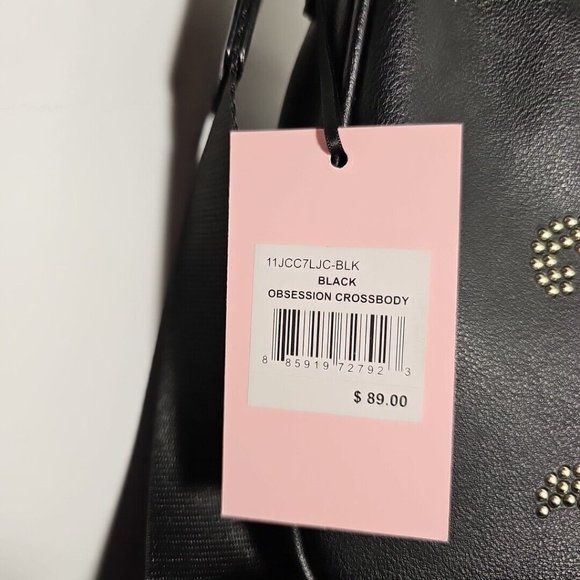 New Juicy Couture Black Obsession Crossbody Shoulder Bag Gold Studded Purse - Picture 9 of 9